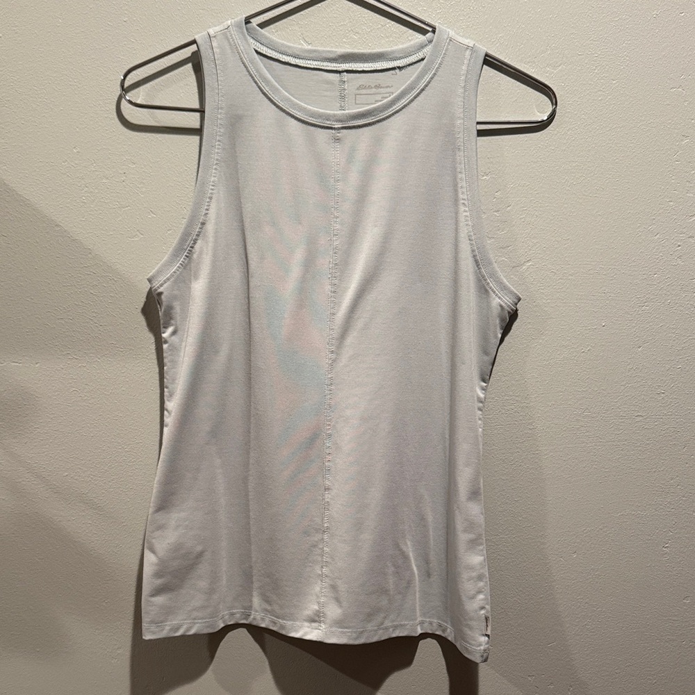 Eddie Bauer Grayish Blue Classic Vertical Seam Crewneck Women’s Poly Tank Top